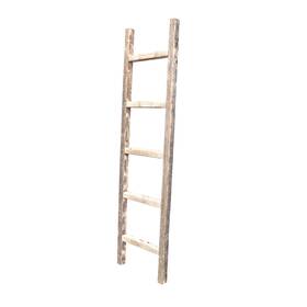 Homeroots 808223300088 4 Step Rustic Weathered Grey Wood Ladder Shelf - 60 Inch X 15 Gray