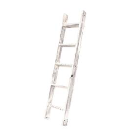 Homeroots 808223300170 4 Step Rustic White Wood Ladder Shelf - 60 Inch X 15