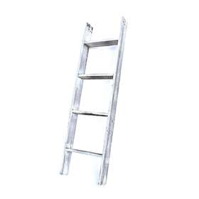 Homeroots 808223300200 4 Step Rustic White Wood Ladder Shelf - 49 Inch X 14