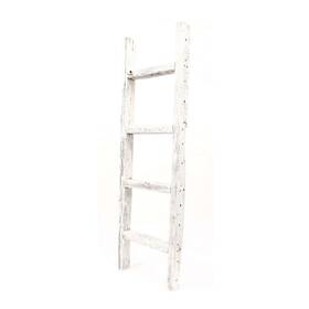 Homeroots 808223300361 4 Step Rustic White Wood Ladder Shelf - 48 Inch X 16