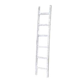 Homeroots 808223300385 6 Step Rustic White Wash Wood Ladder Shelf - 72 Inch X 16