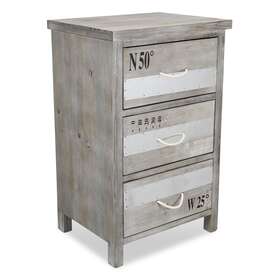 Homeroots 808223318847 27 Inch Gray Wooden Cabinet With 3 Drawers And Rope Handle - 17.7 W X 13.7 D