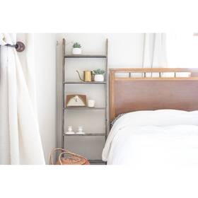 Homeroots 808223319264 5 Step Rustic Weathered Grey Wood Ladder Shelf - 60 Inch X 20 Gray