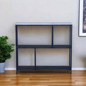 Homeroots 808223702233 30 Inch Black And White Iron Three Tier Geometric
