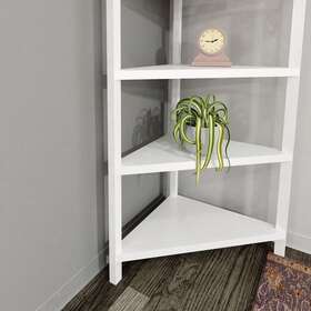 Homeroots 808223944374 Five Tier Solid Wood Corner Bookcase - 30.5 Inch W X 19 D White