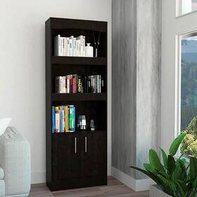 Homeroots 808233982885 Catarina Black Bookcase Cabinet Modern And Contemporary