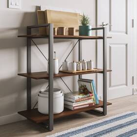 Homestyles 095385876999 Merge Brown Wood Three-shelf Bookcase - 36ft X 15ft 3