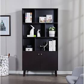 Hommetree 698451310672 67 Inch Modern Multifunctional Bookshelf With Doors And Open Coffee Contemp