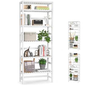Homykic 649615197264 6-tier Bamboo Bookshelves And Bookcases Adjustable 63.4 Inch Tall Shal