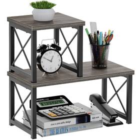 Honiter 703079995467 Desk Shelf For Top Of Wood Desktop 2 Tier Adjustable Boo