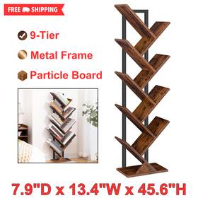 Bf08sj01g1 Hoobro 9-tier Tree Bookshelf Wooden Floor Standing Bookcase For Home And Office Storage