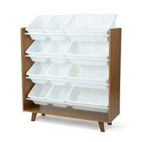 85930706 Humble Crew Morgan Mid-century 12 Bin Kidsft Toy Storage Wood/white