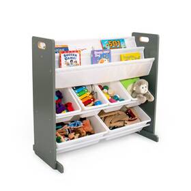 87545391 Humble Crew Read N Play 6 Bin Kidsft Organizer And 2 Tier Bookrack White