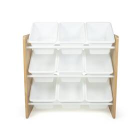 Humble Crew 89614538 Kidsft Journey Toy Storage Organizer With 9 Plastic Bins Natural