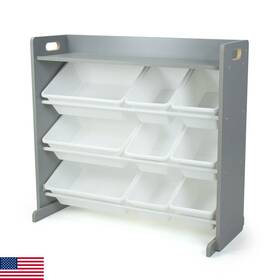 Humble Crew B07yqh73q2 Toy Storage Organizer Top Shelf And 9 Removable Bins Grey/white