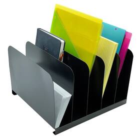 Hasz0145 Huron Desktop File Binder Organizer Storage Vertical 5 Slot Black Commercial