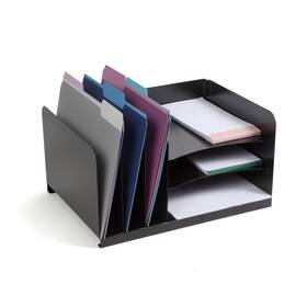 Hasz0148 Huron Desktop File Organizer Combo Vert 3 Slot/horz Slot Black Commercial