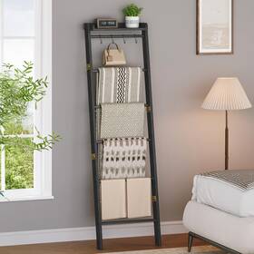 B0fqv3ym37 Hzuaneri Blanket Ladder Shelf Decorative Quilt Rack 7-tier Farmhouse