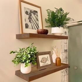 Iae 762763619805 Walnut Floating Wall Shelves 16 Inch Bathroom Mounted Invis
