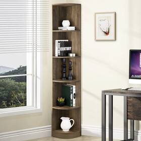 99-jet100-2053-10 Ice Armor 5 Tier Corner Bookcase Wooden Display Bookshelf Storage Rack Multip