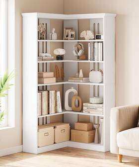 Idealhouse 9dif1mxaqvnowpfjjdqpta1r17 Corner Bookshelf 72.8in Farmhouse Bookcase Large Bookshelves Wood