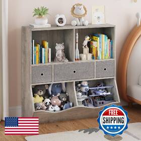 Idealhouse B0cmt6vnhm Kids Bookshelf And Toy Storage Organizer 3 Drawers 4 Cubbies White