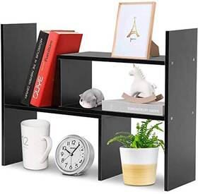 Infini 716782888377 Expandable Desktop Bookshelf Wood Adjustabledesktop Storage Organizer
