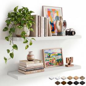 Iu-wt-950 Inhabit Union White Floating Shelves Set Of 2 35.43in Wall Mounted Display L