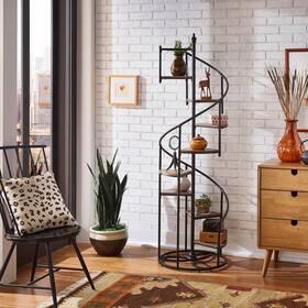 Inspire Q 194840009863 Kendra Black Finish Metal Spiral Staircase Display Shelf By Modern And Conte
