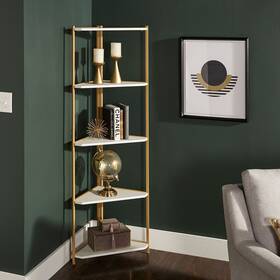 Inspire Q 195007057222 Winnie Two-tone Corner Bookcase By Modern Gold 4 Shelves