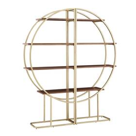 Inspire Q 195007057918 Diana Natural Finish Gold Metal Half Moon Bookcase By And 2
