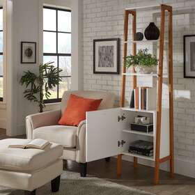 Inspire Q 195007113737 Lyvia 75 Inch H X 21 W Ladder Bookcase With Drawer By White Modern And Cont