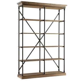 Inspire Q 782359587714 Barnstone Cornice Double Shelving Bookcase By Brown Finish
