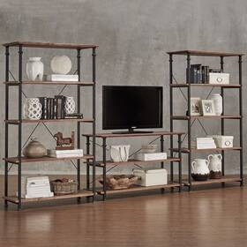 Inspire Q 782359590080 Myra Vintage Industrial Modern Rustic 3-piece Tv Stand And Brown Transitional Ind