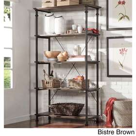 Inspire Q 782359745060 Myra Vintage Industrial Rustic 40-inch Bookcase By Bistre Brown Bookca