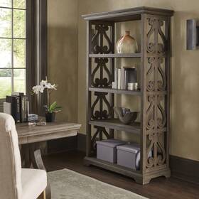 Inspire Q 782359829760 Gannon Wire Brushed Oak Finish 40 Inch Wood Bookcase By Rustic Shabby C