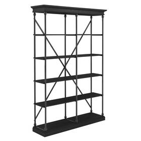 Inspire Q 782359974491 Barnstone Cornice Double Shelving Bookcase By Black Finish