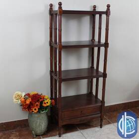 International Caravan 700493932924 Windsor 4-tier/ 1-drawer Hand-carved Hardwood Bookshelf Walnut Traditional Vict