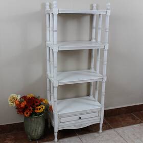 International Caravan 700493932931 Windsor 4-tier/ 1-drawer Hand-carved Hardwood Bookshelf Antique White Traditiona