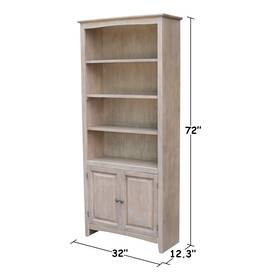 International Concepts 727506545926 72-inch Shaker Bookcase Washed Gray Taupe Transitional