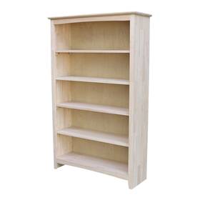 International Concepts 727506686063 Shaker Solid Wood Bookcase Unfinished 60 In H