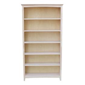 International Concepts 727506686070 Shaker Solid Wood Bookcase Unfinished 72 In H