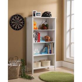 K And B Furniture Co Inc 802319125258 White Finish Wood 4-shelf Bookcase Traditional