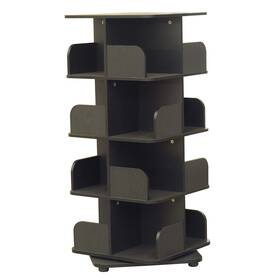 K&b 742948992626 Revolving Tall Bookcase Black Transitional