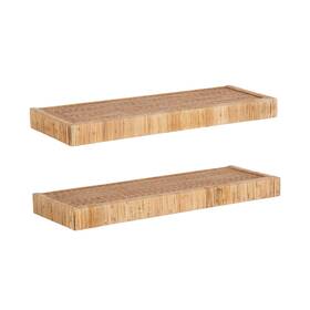 229673 Kate And Laurel Rahmati Modern Rattan Floating Shelves Set Of 2 24 X 8 Nat
