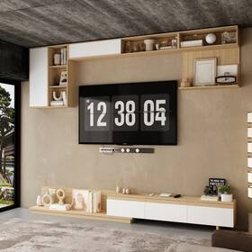 131.9 Kerrogee 763271150125 Inch Bookshelves Moveable Media Stand Oak With Handle-free