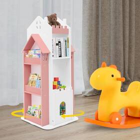 Kevenderus 758483212839 3 Tier Pink Childrens Rotating Bookshelf Book Storage Organize For Kids Room