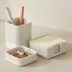 Kibaga Kiba-deskset 23-120 Aesthetic Desk Organizer Set Of 3 For Your Office - Sturdy Concrete Desktop A
