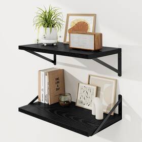 Kovascape Xxcb001 Floating Shelves 12 Inch Deep 24w X 12d Wall Shelf Set Of 2 50 Lbs Heavy Du