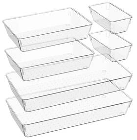 Kutesna 12-cdo-6pc 6 Pcs Large Drawer Organizer 3sizes Plastic Versatile Desk